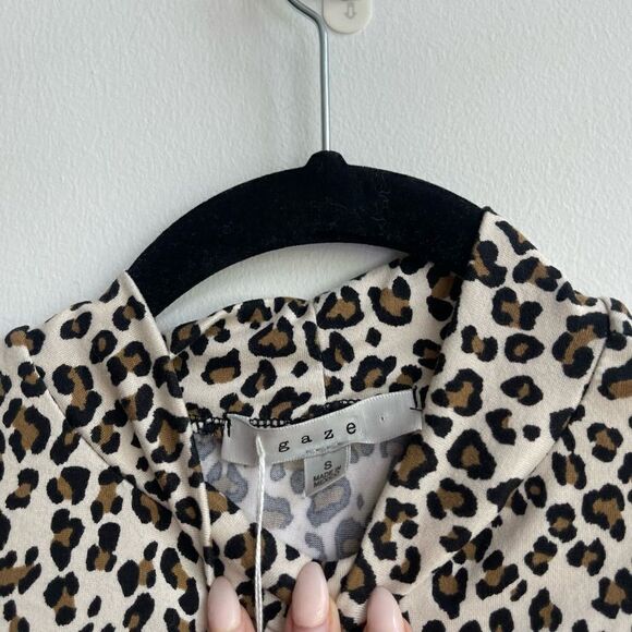 Gaze Leopard Print Mock Neck Long Sleeve Shirt - Small - Picture 3 of 4
